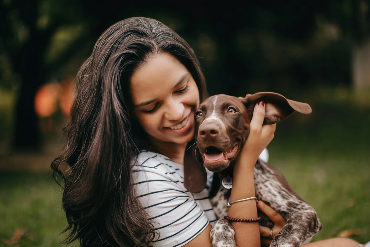Happy dog wearing GeniusTag